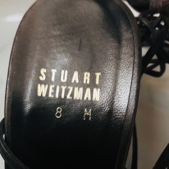 Stuart Weitzman Gold Leather Rhinestone Sandals - Picture 4 of 4